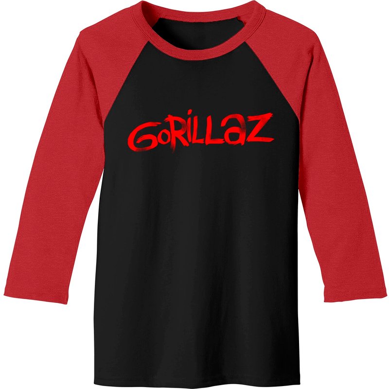 Gorillaz Distressed Grunge Text Men's Baseball Tee — Mens T Shirts