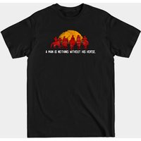 Red Horse Sunset T-shirt A Man Is Nothing Without Horse — Mens T Shirts