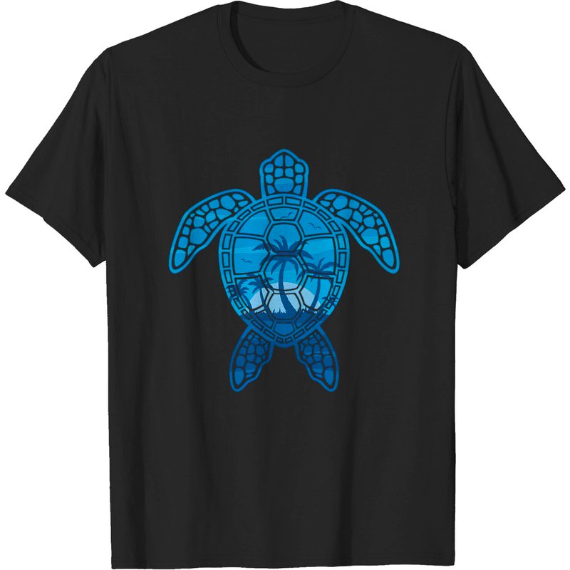 T-shirt pour hommes avec design de tortue de mer sur île tropicale — T-shirts pour hommes