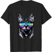 T-shirt pour hommes Music Lover Cat en noir — T-shirts pour hommes