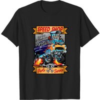 T-shirt Speed Shop Hot Rod Pièces de Voiture Vintage Illustration