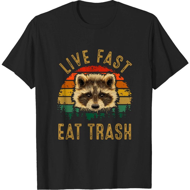 T-shirt pour hommes Live Fast Eat Trash en noir — T-shirts pour hommes