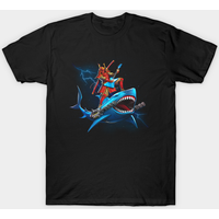T-shirt Samurai Épique Surfant sur un Requin dans l'Espace