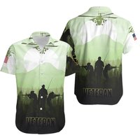 Military Style Coconut Tree Hawaiian Shirt — Mens Casual Shirts