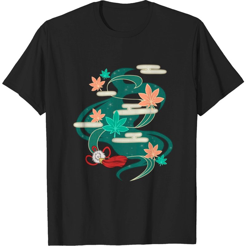 T-shirt noir Maple Winds Kazuha pour hommes — T-shirts pour hommes
