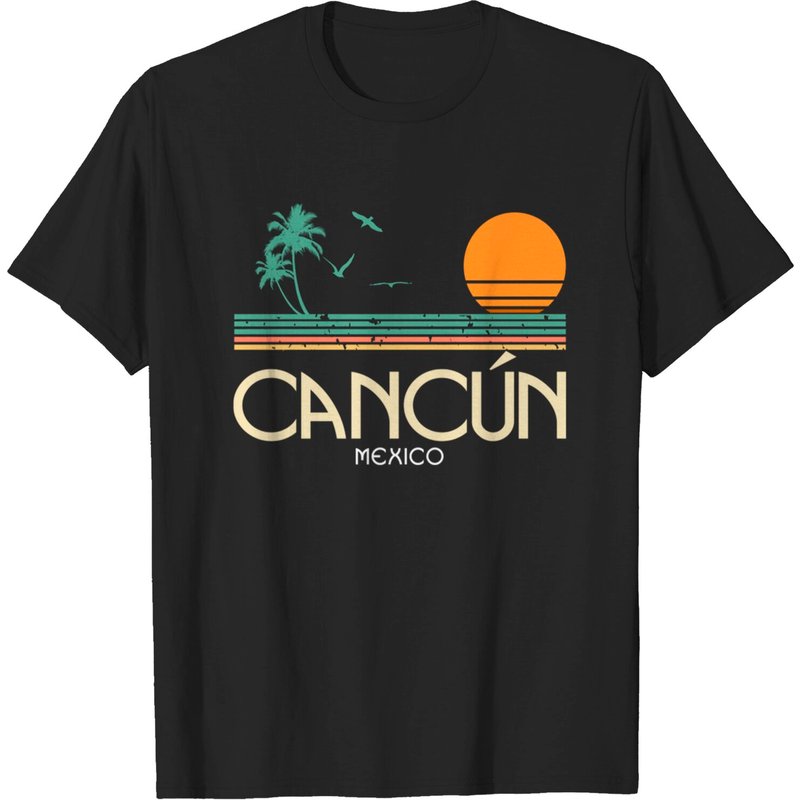 T-shirt pour hommes Cancun Mexique Coucher de soleil et Palmiers — T-shirts pour hommes