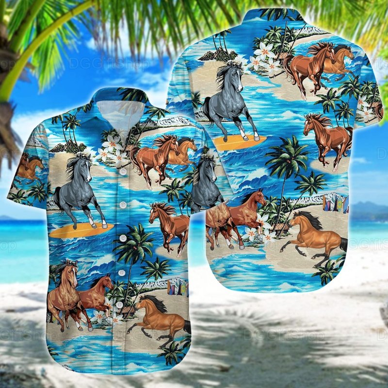 Chemise hawaïenne Horse pour unisexe — Chemises décontractées pour hommes