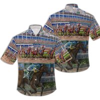 Chemise hawaïenne Kentucky Derby Course de chevaux pour unisexe — Chemises décontractées pour hommes