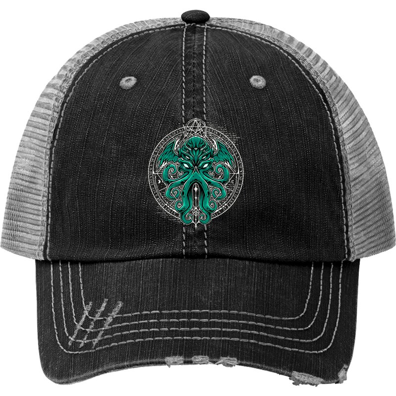 Great Cthulhu V2 - Cthulhu Print Trucker Hat — Baseball Cap