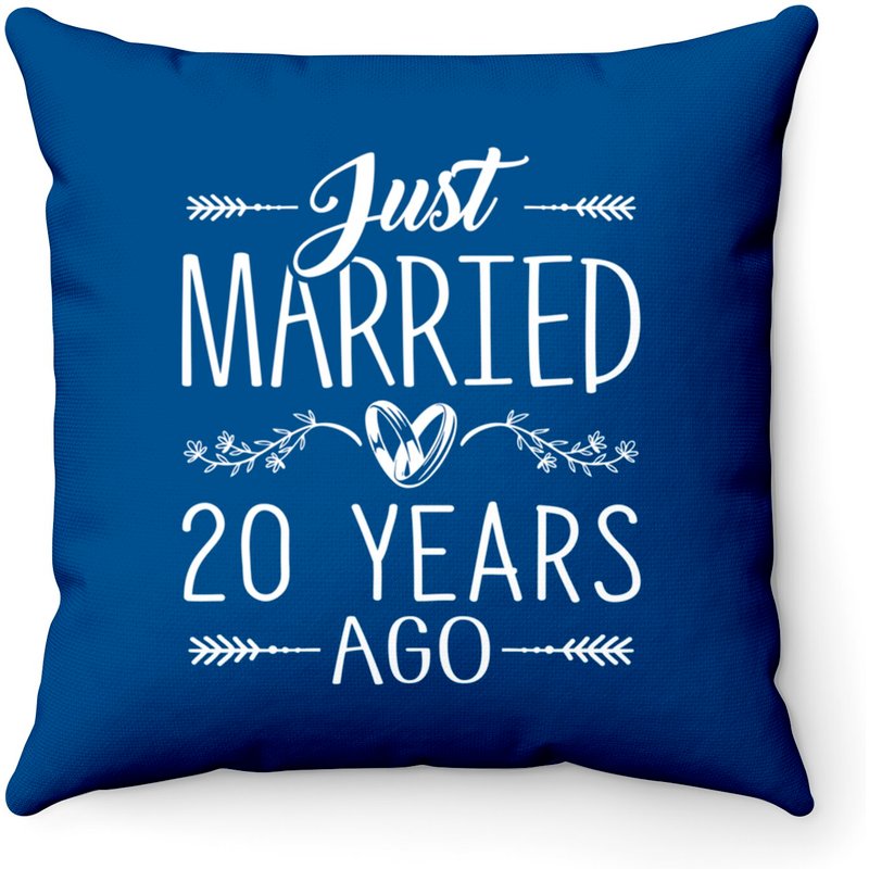 Coussins Just Married 20 ans d'amour Anniversaire de mariage doré — Coussins décoratifs