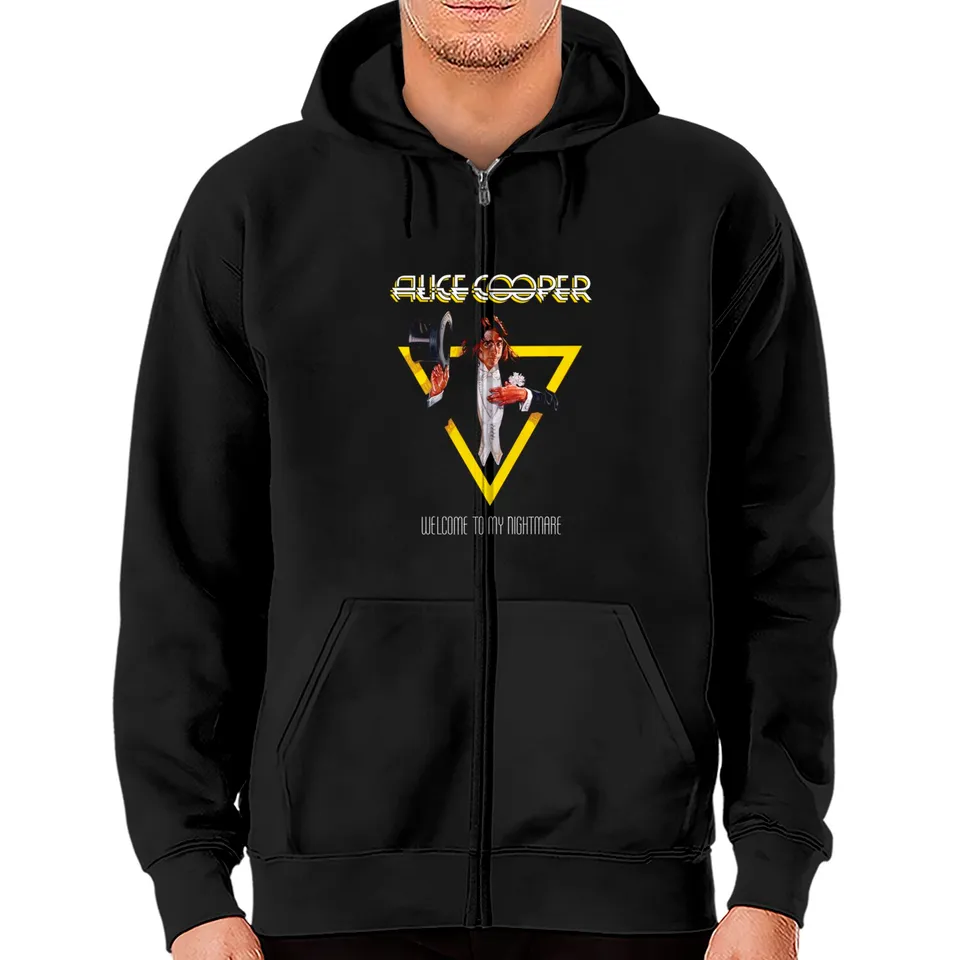 Alice Cooper Welcome To My Nightmare Yellow Triangle Zip Hoodie — Mens Hoodies
