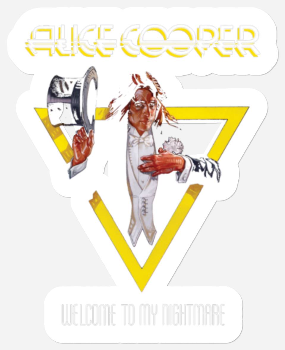 Autocollants Triangle Jaune Alice Cooper Welcome To My Nightmare — Autocollants et stickers