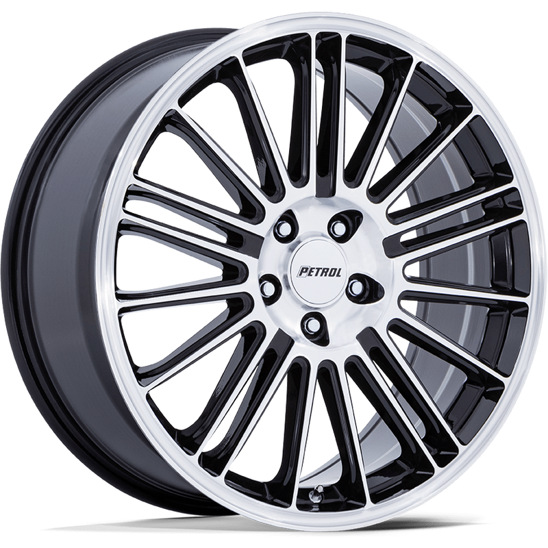 Petrol PE001 P1D Machined Black 17x8 Wheels with 5x114.3 Bolt Pattern — Wheels & Rims