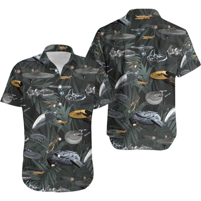Chemise hawaïenne Set Trek et shorts pour hommes, chemise de plage Trek Starships — Chemises décontractées pour hommes