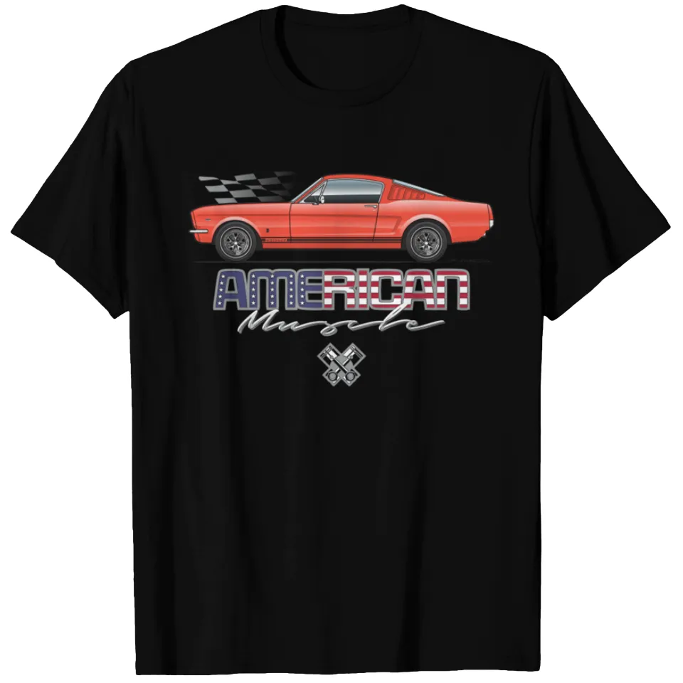 T-shirt American Muscle Signal Flare Red 1966 Fastback — T-shirts pour hommes