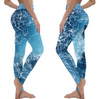 Blue Ocean Waves and Foam Leggings for Women