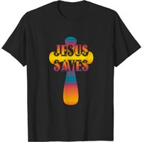 T-shirt Jésus Sauve Croix pour hommes en noir