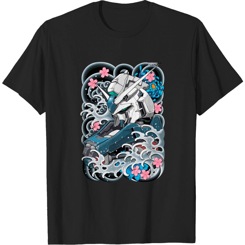 Hi Nu Gundam Tattoo Men's T-Shirt in Black — Mens T Shirts
