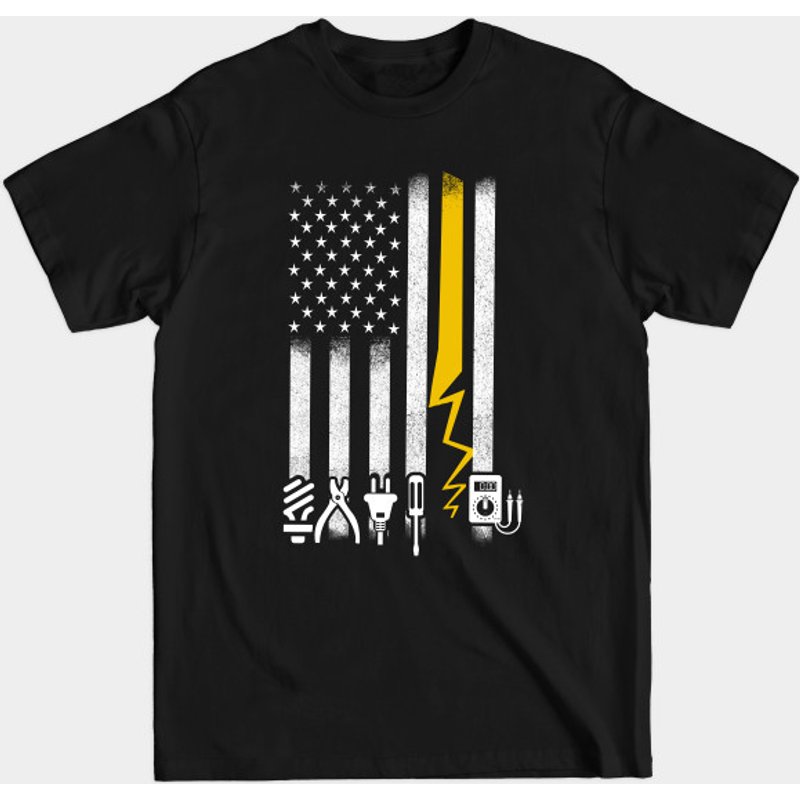 Electrician US Flag Tools T-Shirt for Men — Mens T Shirts