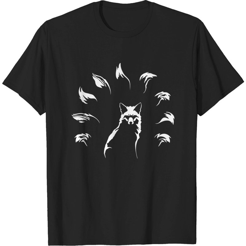 Nine-Tailed Fox Kitsune Men's T-Shirt in Black — Mens T Shirts
