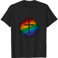 T-shirt pour hommes Rainbow Cross en noir — T-shirts pour hommes