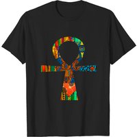 T-shirt Ankh Égyptien à Imprimé Africain Coloré pour Hommes — T-shirts pour hommes