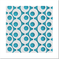 Motif de Cercles Mi-Siècle sur Bleu - T-Shirts Modernes — T-shirts pour hommes