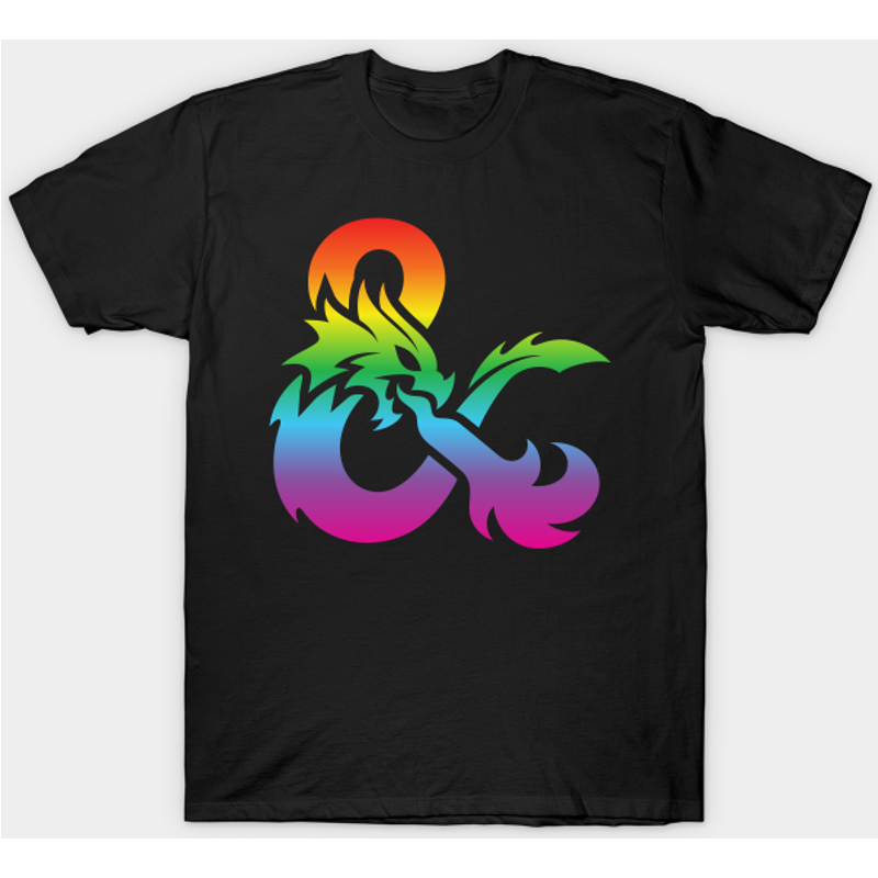T-shirt Dnd Rainbow pour hommes en noir — T-shirts pour hommes