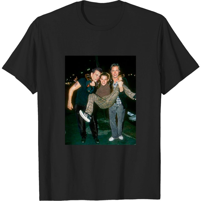 T-shirt pour hommes Young Brad Pitt Leonardo DiCaprio Johnny Depp — T-shirts pour hommes