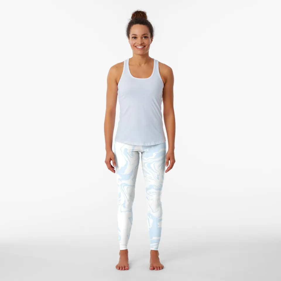 Baby Blue Marble Leggings for Women