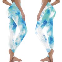 Leggings Femme à Motif Tie-Dye Bleu et Vert — Legging femme