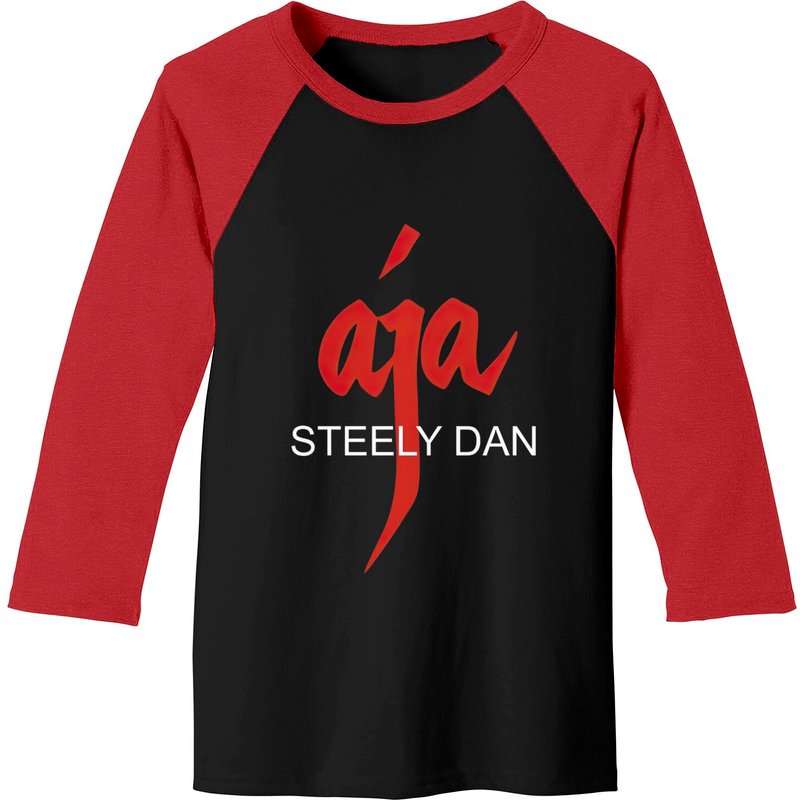 Steely Dan Aja Baseball Tees for Men Black/Red — Mens T Shirts
