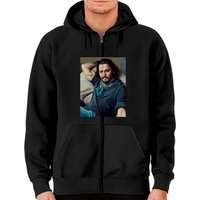 Hoodie zippé classique Johnny Depp pour unisexe en noir — Sweats à capuche pour hommes