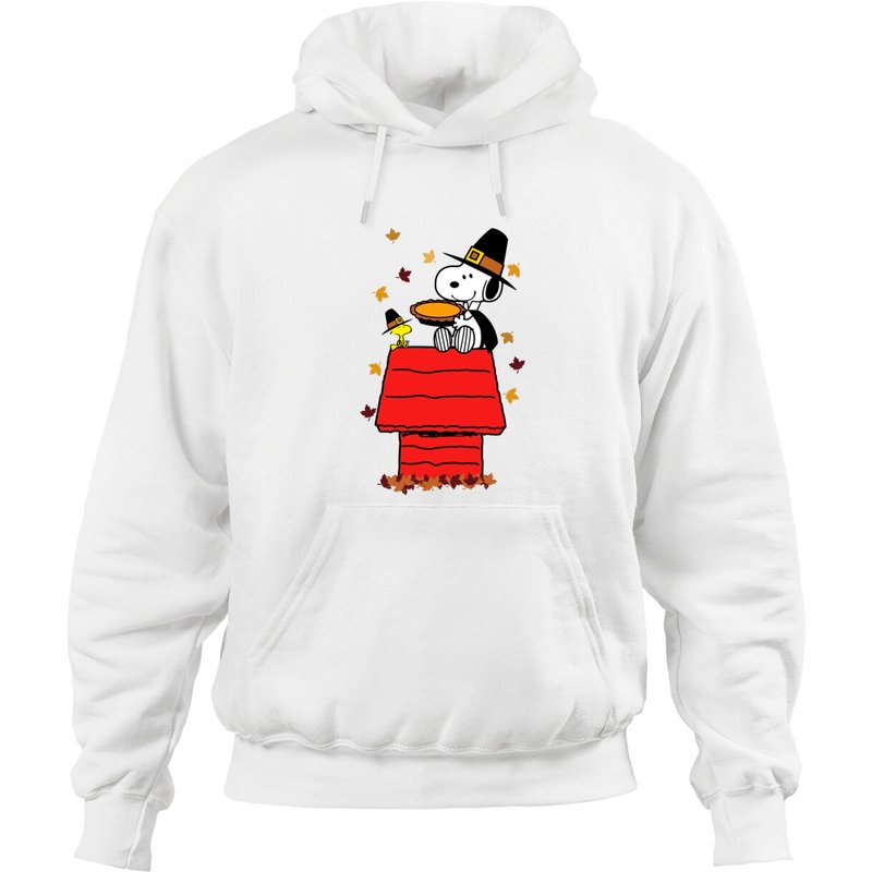 Hoodie Snoopy Thanksgiving Unisexe en Vert Militaire — Sweats à capuche pour hommes
