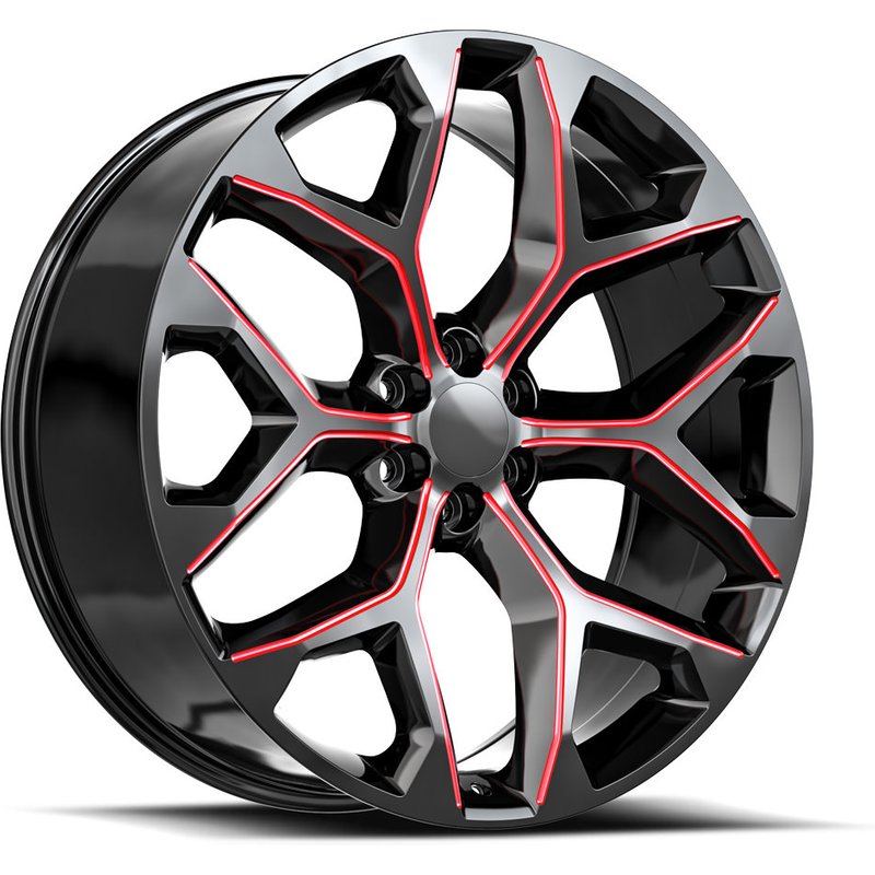 O.E. Revolution G-09 Gloss Black Red Milled Wheels 24x10 6x139.7 — Wheels & Rims