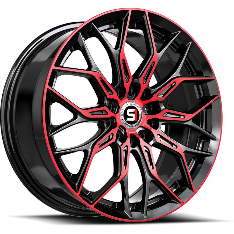 Spec-1 SP-57 Gloss Black Red Machined Wheels - 17x7.5 - 5x100 — Wheels & Rims
