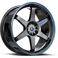 Jantes Spec-1 SPT-33 Noir Brillant & Ligne Bleue 15x8 4x100