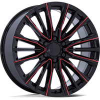 Roues Performance Replicas PR223 Noir Brillant Rouge Milled 22x9 — Roues et jantes