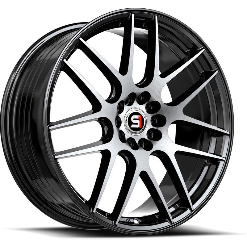 Spec-1 SP-65 Gloss Black Machined Wheels - 17x8 - 5x100 - 42 Offset — Wheels & Rims