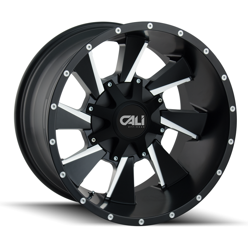 Cali Off Road 9106 Distorted Satin Black Wheels - 20x10 -8x180 — Wheels & Rims