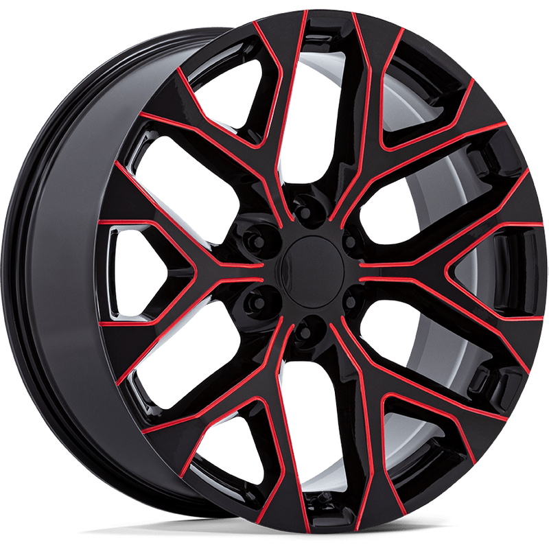 Performance Replicas PR177 Gloss Black Red Milled 22x9 Rims — Wheels & Rims