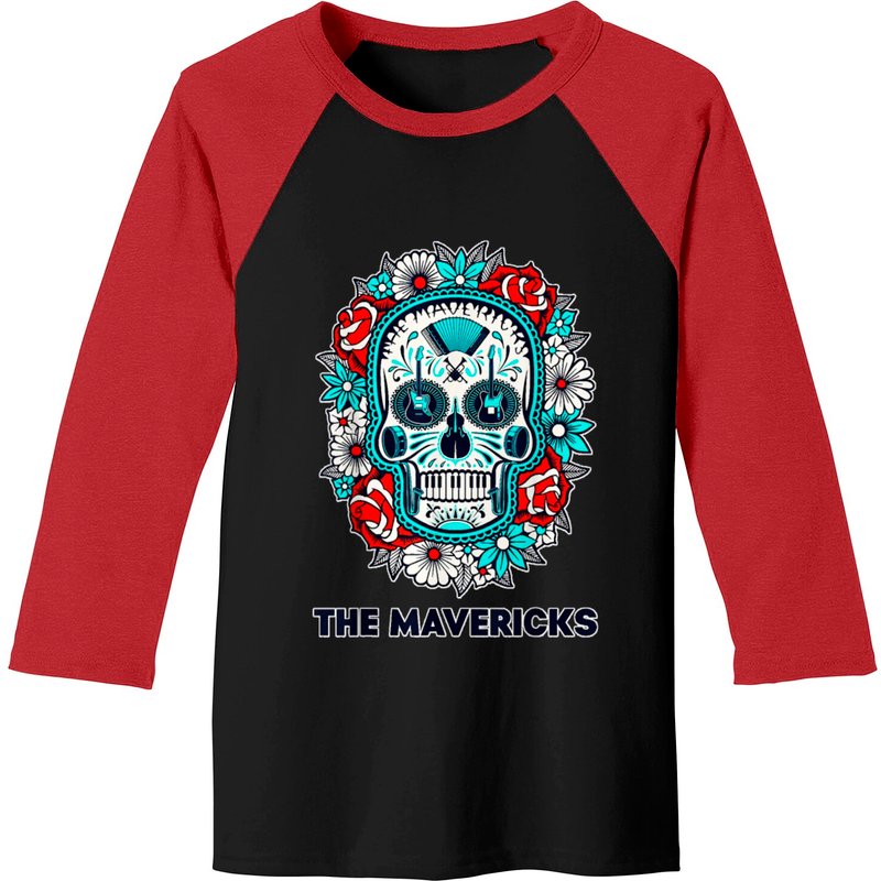 Mavericks Funny Band Men's Baseball Tee Black/Red — Mens T Shirts