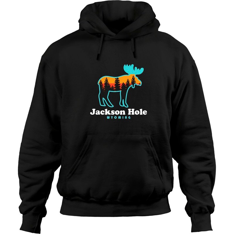 Jackson Hole Wyoming Unisex Black Hoodie — Mens Hoodies