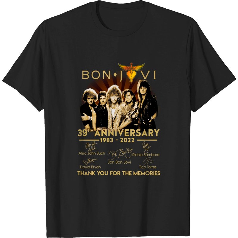 Bon Jovi 39th Anniversary 1983-2022 Signature T-Shirt for Men