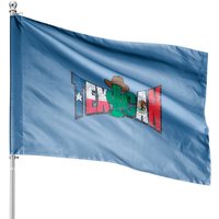 Drapeaux de Maison Texican Distressed Texas et Mexico avec Lettres Cactus