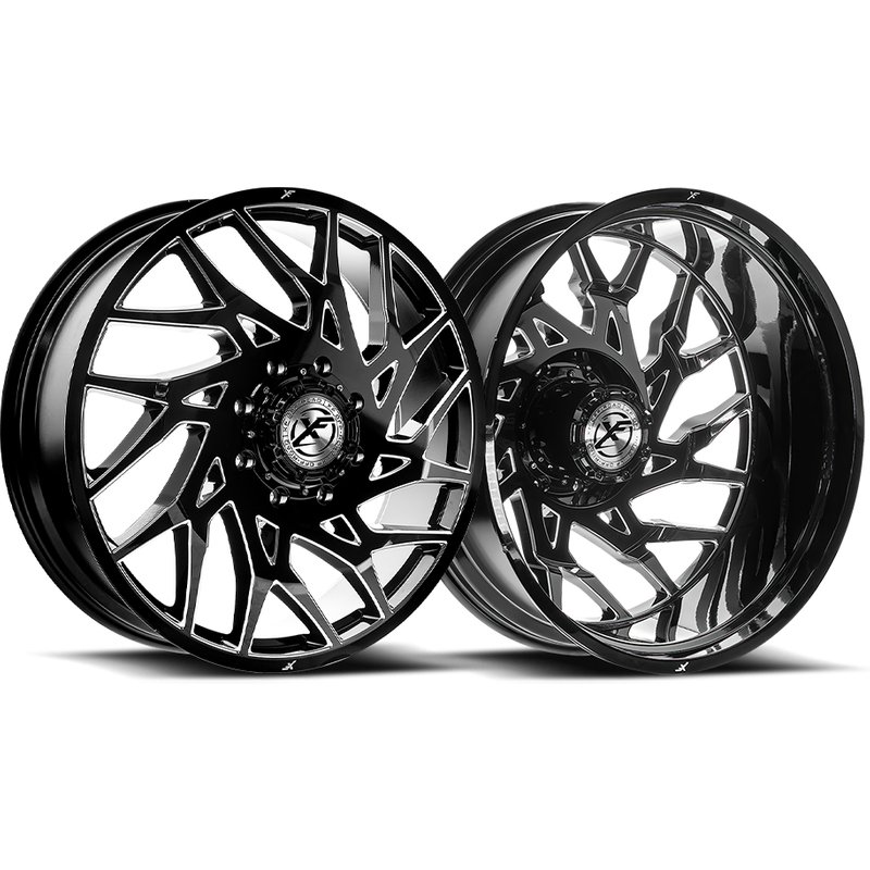 XF Off-Road XF-229 Dually Gloss Black Milled Wheels 20x8.25 — Wheels & Rims