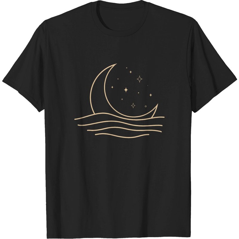 Crescent Moon Wave Men's T-Shirt in Black — Mens T Shirts
