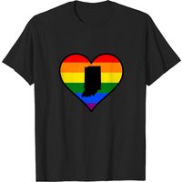 T-shirt Indiana Gay Pride Heart pour hommes - Noir — T-shirts pour hommes