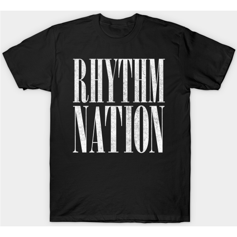T-shirt Rhythm Nation Design Typographique Esthétique des Années 80 pour Hommes — T-shirts pour hommes