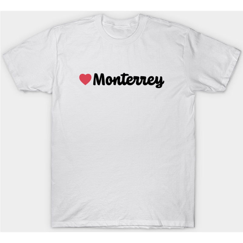 T-shirt pour hommes Monterrey Mexico Heart Script en bleu royal